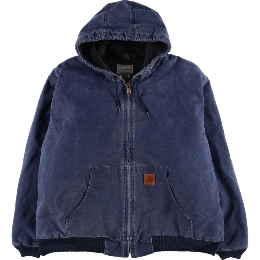 carhartt アクティブパーカー　ブルー　L程度　ジップパーカー　ダック carhartt アクティブパーカー ブルー L程度 ジップパーカー ダック