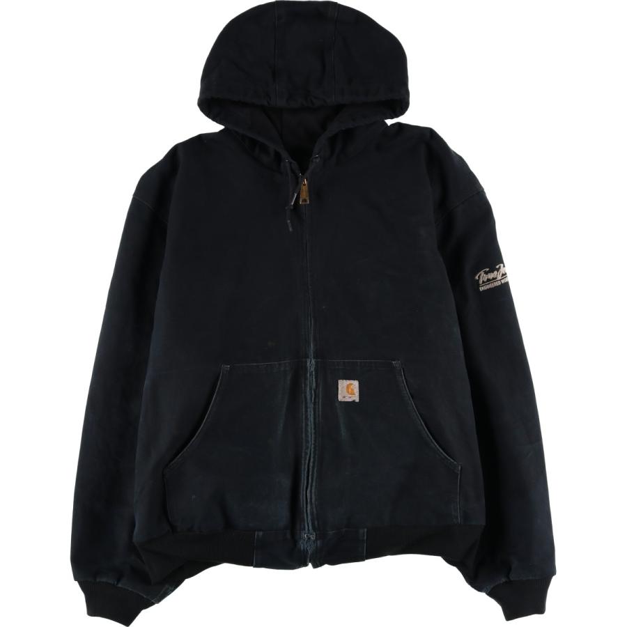 Carhartt USA製フード付きジャケット 3XL ブラック Carhartt（カーハート） 古着 アクティブジャケット HELMETS TO