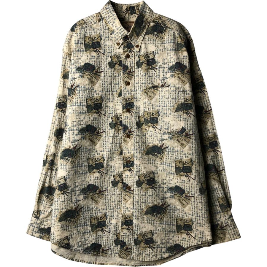 古着 00年代 ウールリッチ WOOLRICH 総柄 長袖 ボタンダウンシャツ USA製 メンズL相当/eaa607096 WOOLRICH（ウールリッチ） 古着 00年代 総柄 長袖 ボタンダウンシャツ