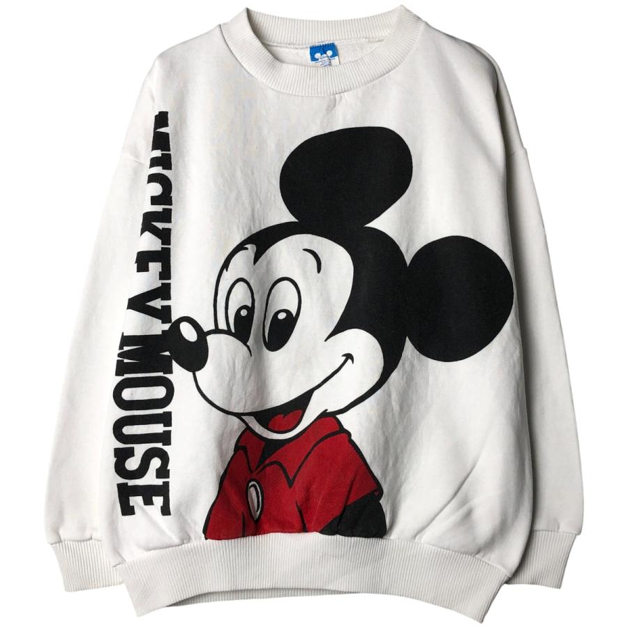 古着 80年代 ディズニー DISNEY MICKEY MOUSE ミッキーマウス 大判プリント キャラクタースウェットシャツ トレーナー USA製 メンズL相当 ヴィンテージ/eaa607113 古着 80年代 ディズニー ミッキーマウス 大判プリント キャラクター