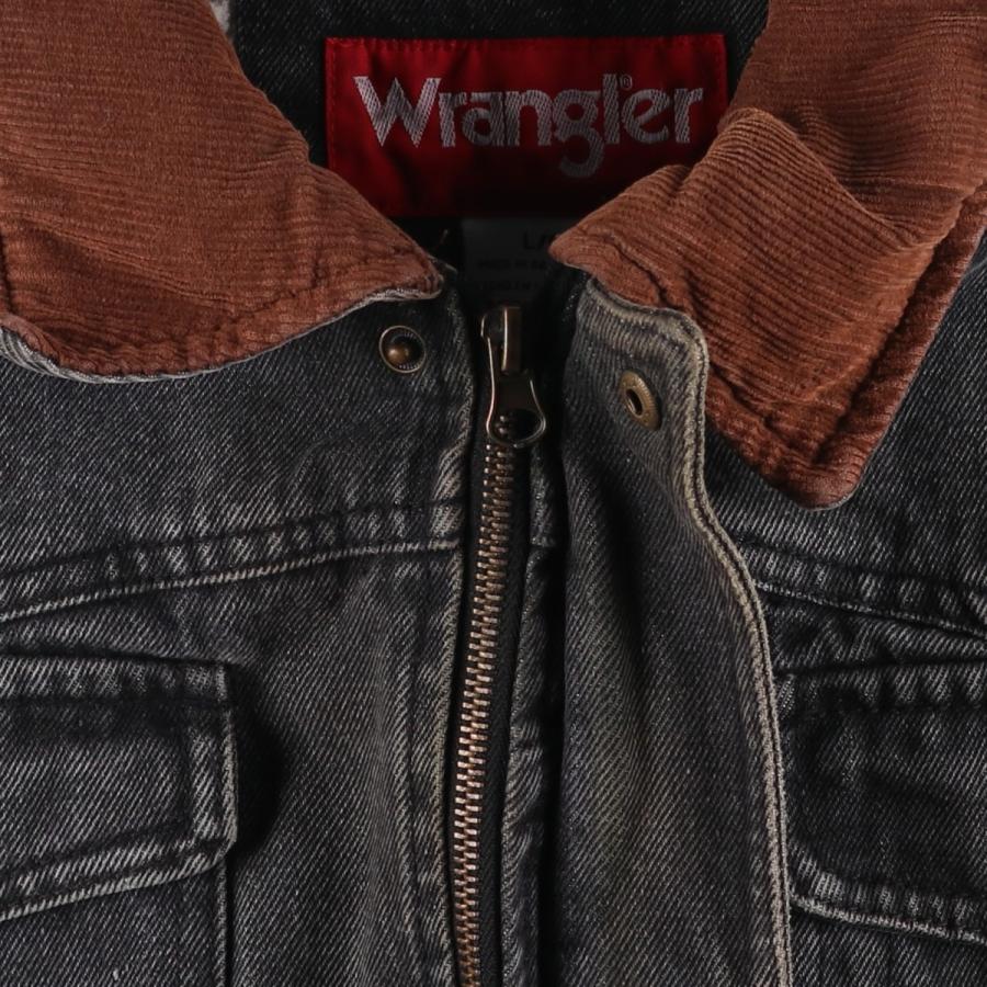 古着 ラングラー Wrangler 中綿入り ブラックデニムボアジャケット メンズL相当/eaa607774 Wrangler（ラングラー） 古着 中綿入り ブラックデニムボアジャケット