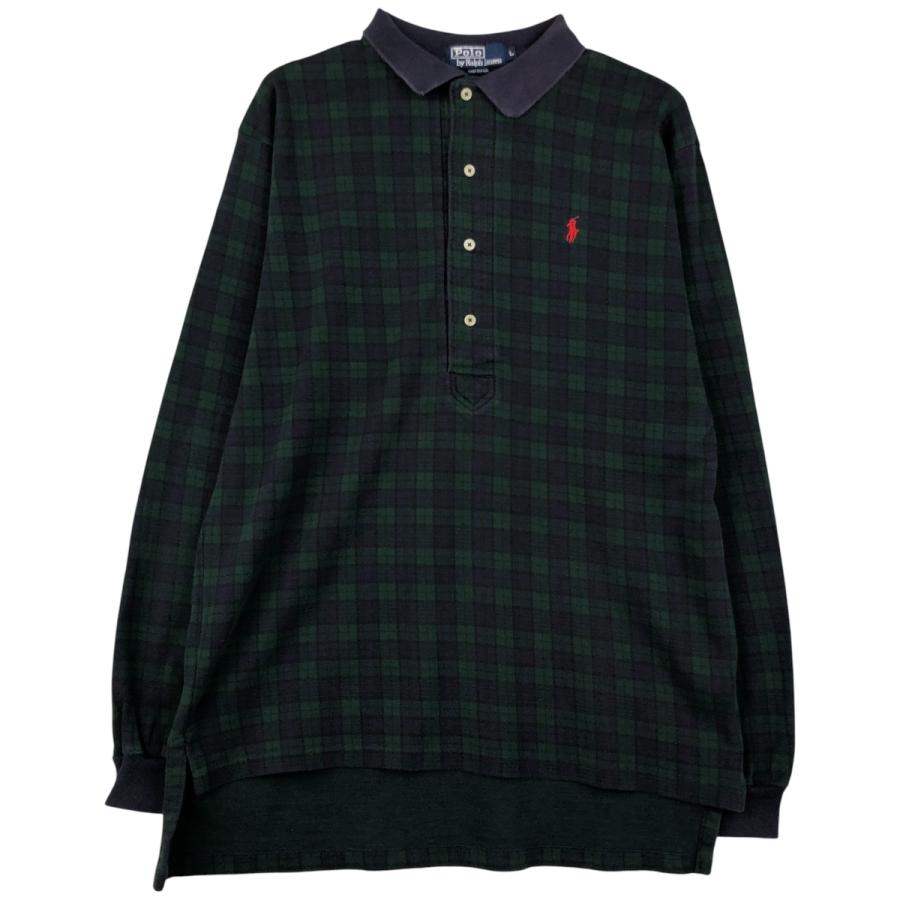 新品未使用 00s ラルフローレン ブラックウォッチ 長袖 ポロシャツ ブラック 古着 ラルフローレン POLO by Ralph Lauren ブラックウォッチチェック