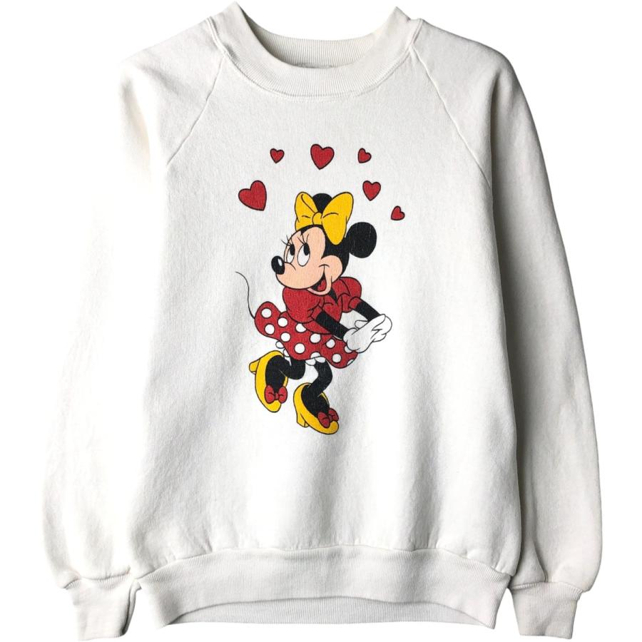 古着 80年代 ディズニー Disney MINNIE MOUSE ミニーマウス キャラクタースウェットシャツ トレーナー USA製 レディースS相当 ヴィンテージ/eaa608292 古着 80年代 ディズニー ミニーマウス キャラクタースウェットシャツ