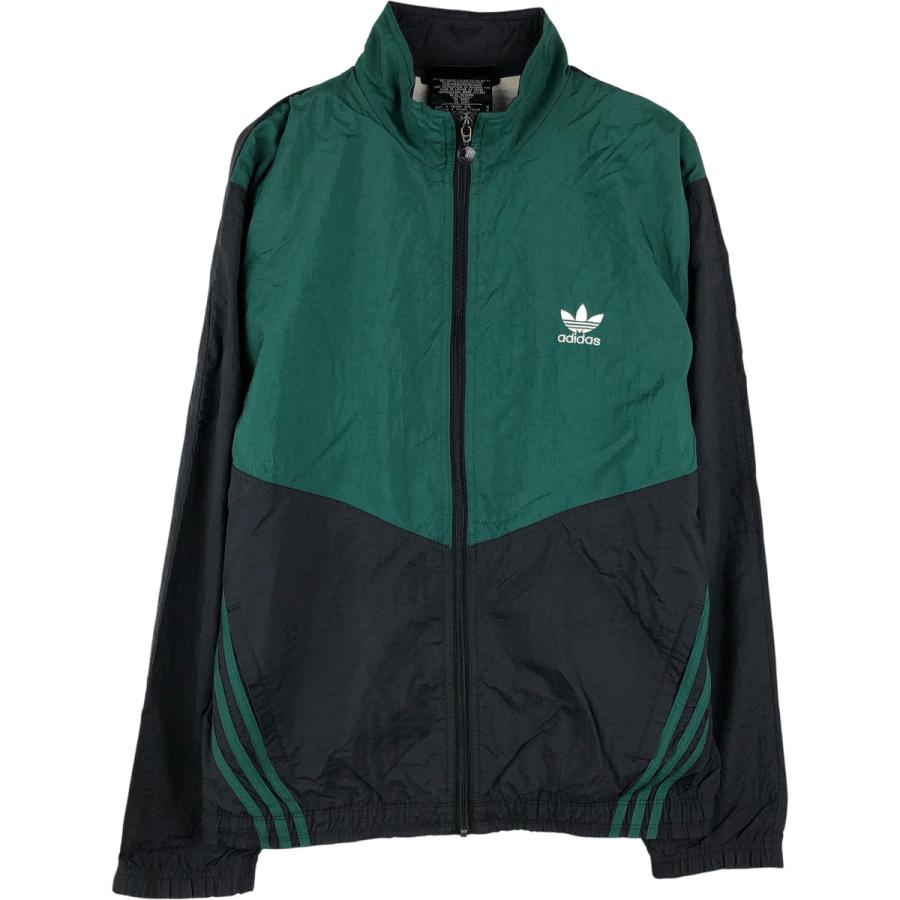 90s adidas ヴィンテージ アディダス ナイロンジャケット M 緑 黒 adidas（アディダス） 古着 80~90年代 ナイロンジャケット メンズM相当
