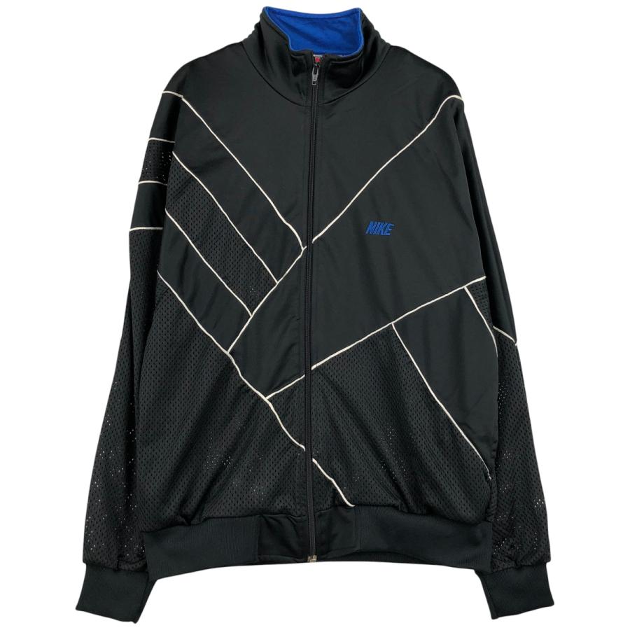 希少 NIKE トラックジャケット 銀タグ 刺繍ロゴ 90s ブラック XL NIKE（ナイキ） 古着 90年代 銀タグ ジャージ トラックジャケット
