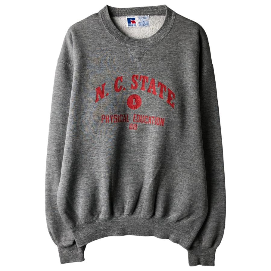 貴重◎ 90's RUSSELL スウェット トレーナー ラッセル 90s 古着 90年代 ラッセル Russell 3連プリント カレッジスウェットシャツ