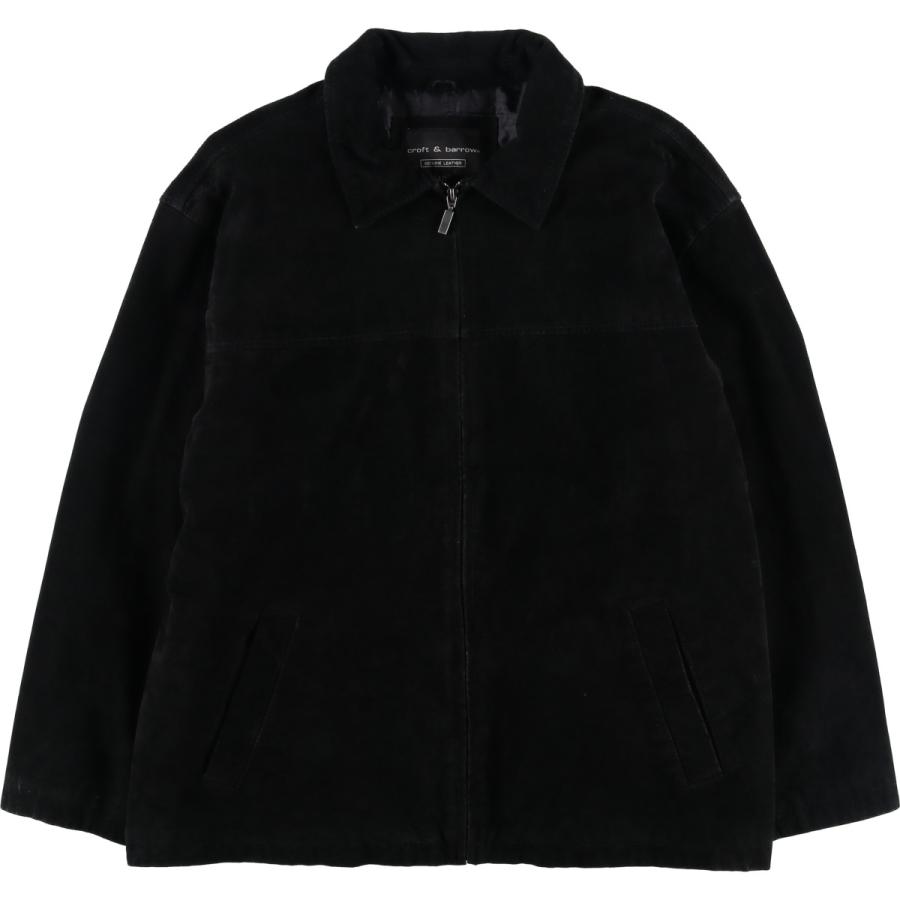 croft & barrow 本革レザージャケット ブラックXL中綿スポジャケ 古着 クラフトアンドバロー CROFT and BARROW スイングトップタイプ