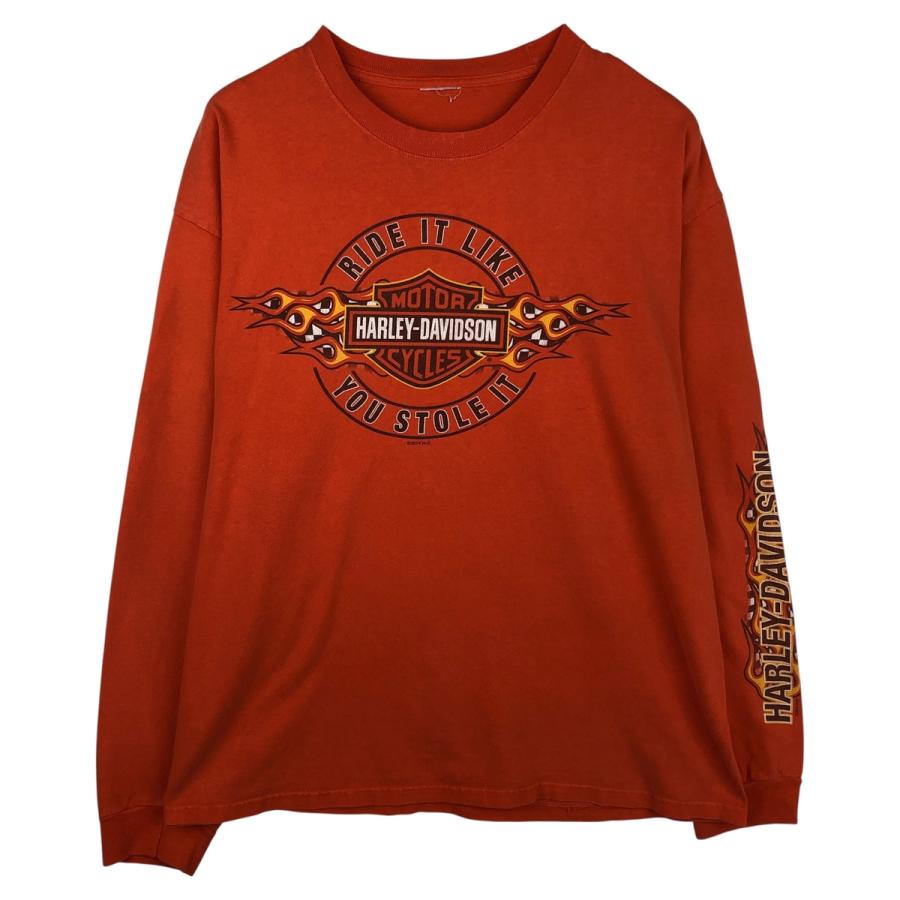 古着 ハーレーダビッドソン Harley-Davidson カットオフ モーターサイクル ロングTシャツ ロンT レディースL相当/eaa635552 Harley Davidson - 古着 ハーレーダビッドソン Harley-Davidson カット