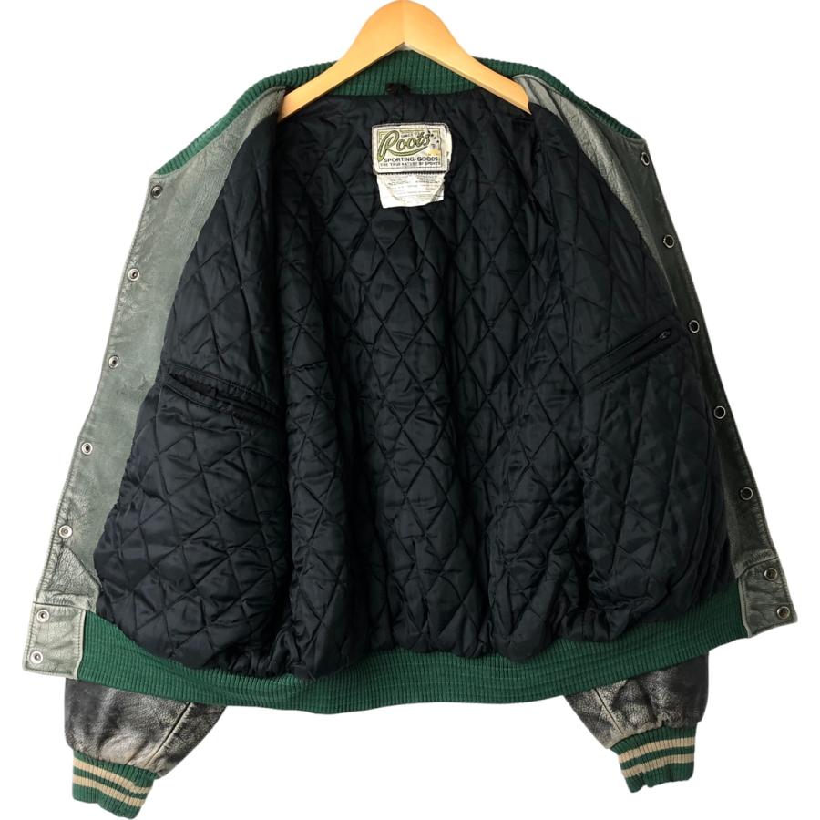 古着 90年代 Roots 中綿入り オールレザースタジャン バーシティジャケット カナダ製 メンズXL相当 ヴィンテージ/eaa610310 古着 90年代 Roots 中綿入り オールレザースタジャン バーシティ