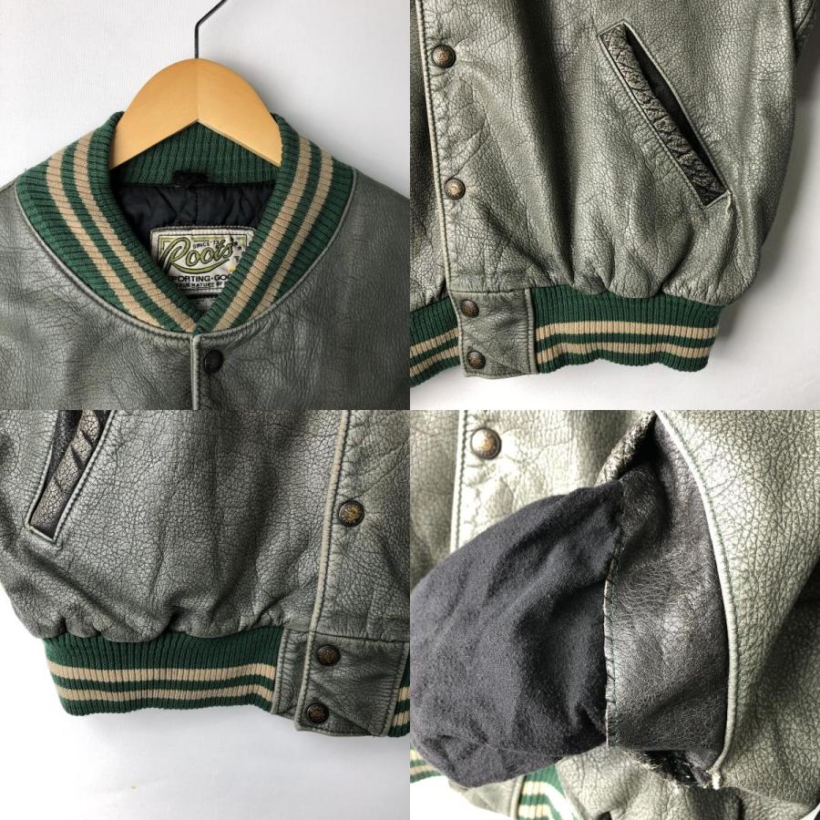 古着 90年代 Roots 中綿入り オールレザースタジャン バーシティ