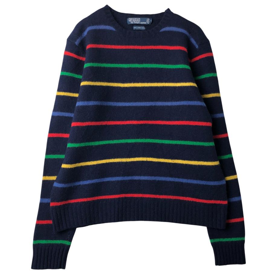 古着 ラルフローレン Ralph Lauren POLO by ボーダー柄 ラムウール 