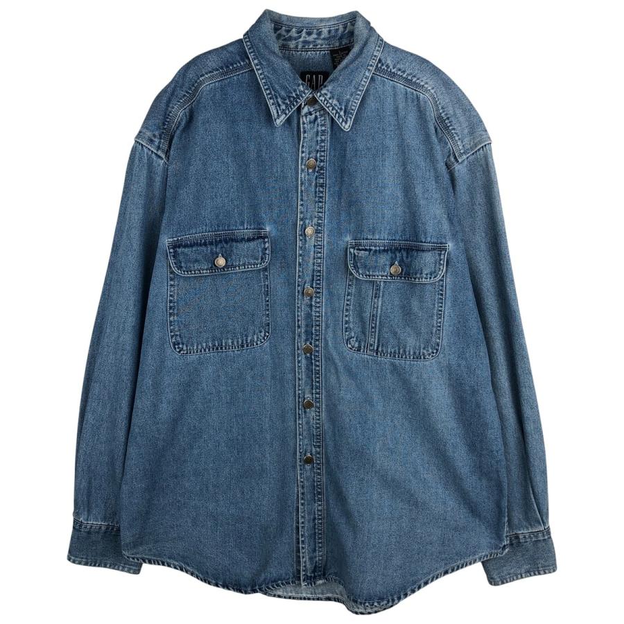 GAP 90'sデニムシャツ 80's 90's OLD GAP デニムシャツ グッドレギュラー 紺タグ フレンチ