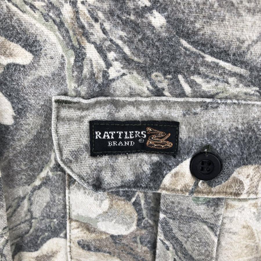 USA製！！【RATTLERS BRAND】リアルツリーカモ ネルシャツ XL 古着 90年代 Rattlers Brand 迷彩柄 リアルツリーカモ 長袖 ヘビー