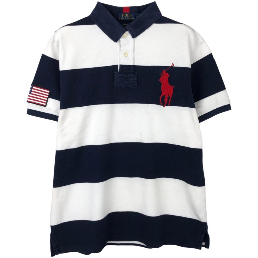 Polo Ralph Lauren ビッグポニー ボーダーポロシャツ 刺繍 古着 ラルフローレン Ralph Lauren POLO RALPH LAUREN CUSTOM FIT
