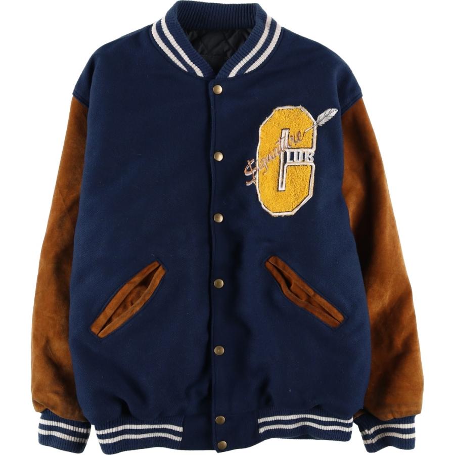 古着 90年代~ HEAVY DUTY 中綿入り 袖革ウールボタンスタジャン バー