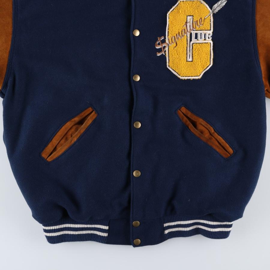 古着 90年代~ HEAVY DUTY 中綿入り 袖革ウールボタンスタジャン バー