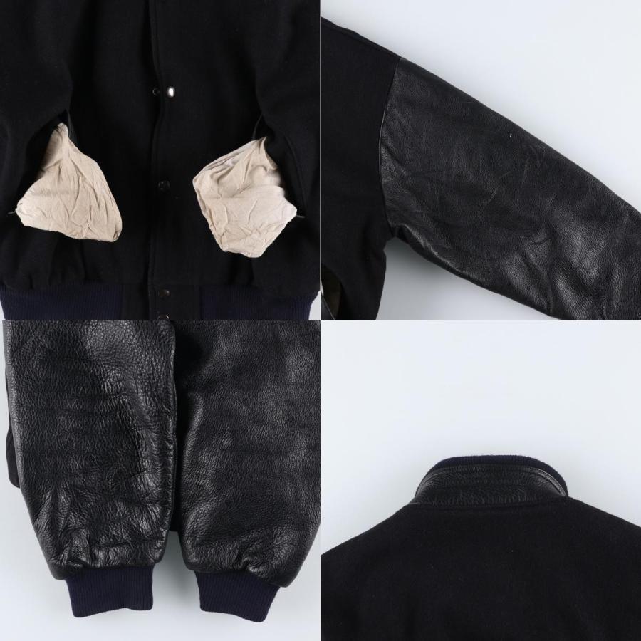 古着 ASTRO 中綿入り 袖革ウールボタンスタジャン バーシティ