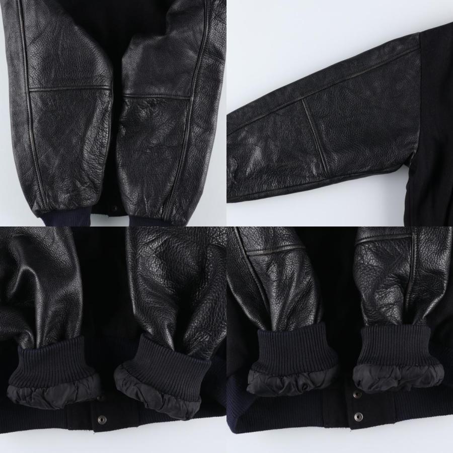 古着 ASTRO 中綿入り 袖革ウールボタンスタジャン バーシティ