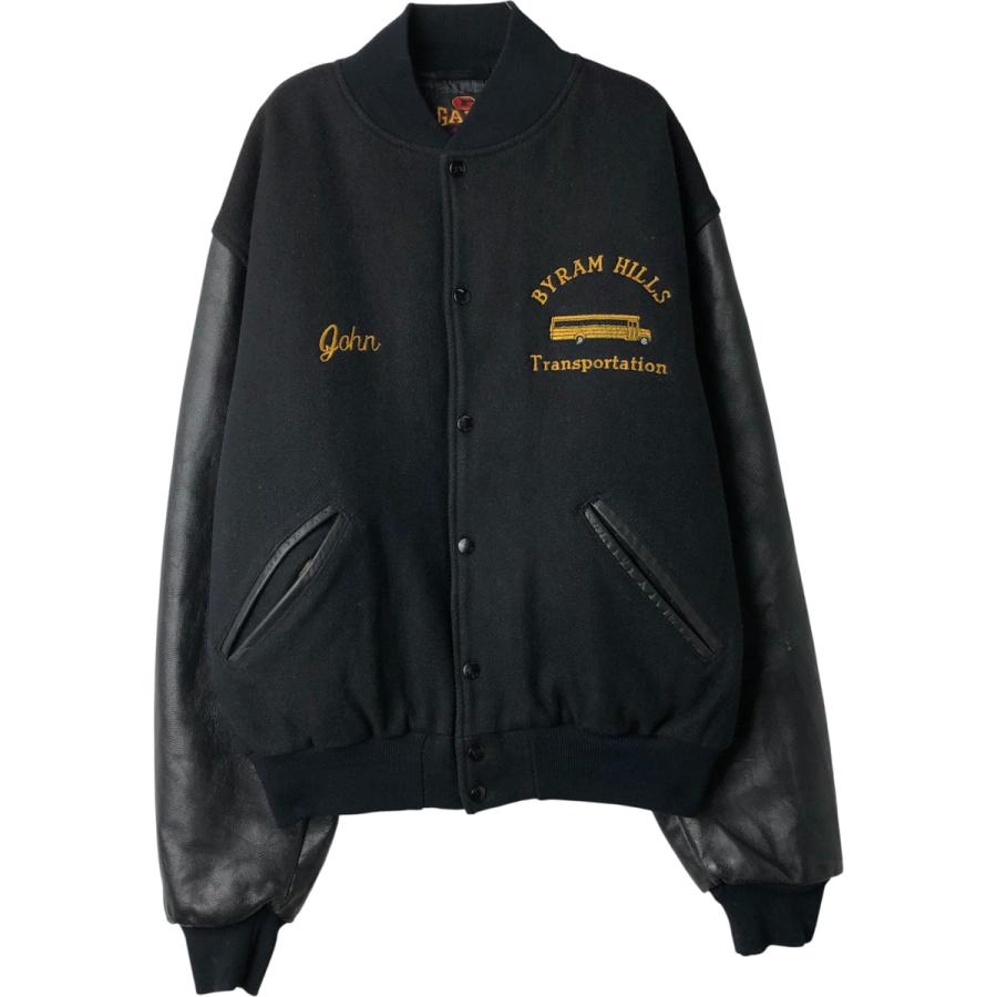 古着 90年代 GAME Sportswear 袖革ウールボタンスタジャン バーシティ 