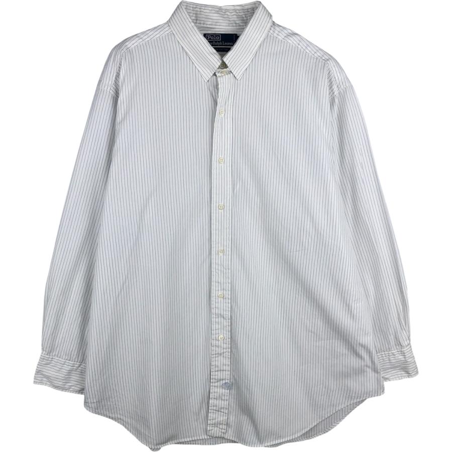 90s ポロバイラルフローレン バンドカラー ストライプ長袖シャツ L メンズ 古着 ラルフローレン Ralph Lauren POLO by タブカラー 長袖 コットン