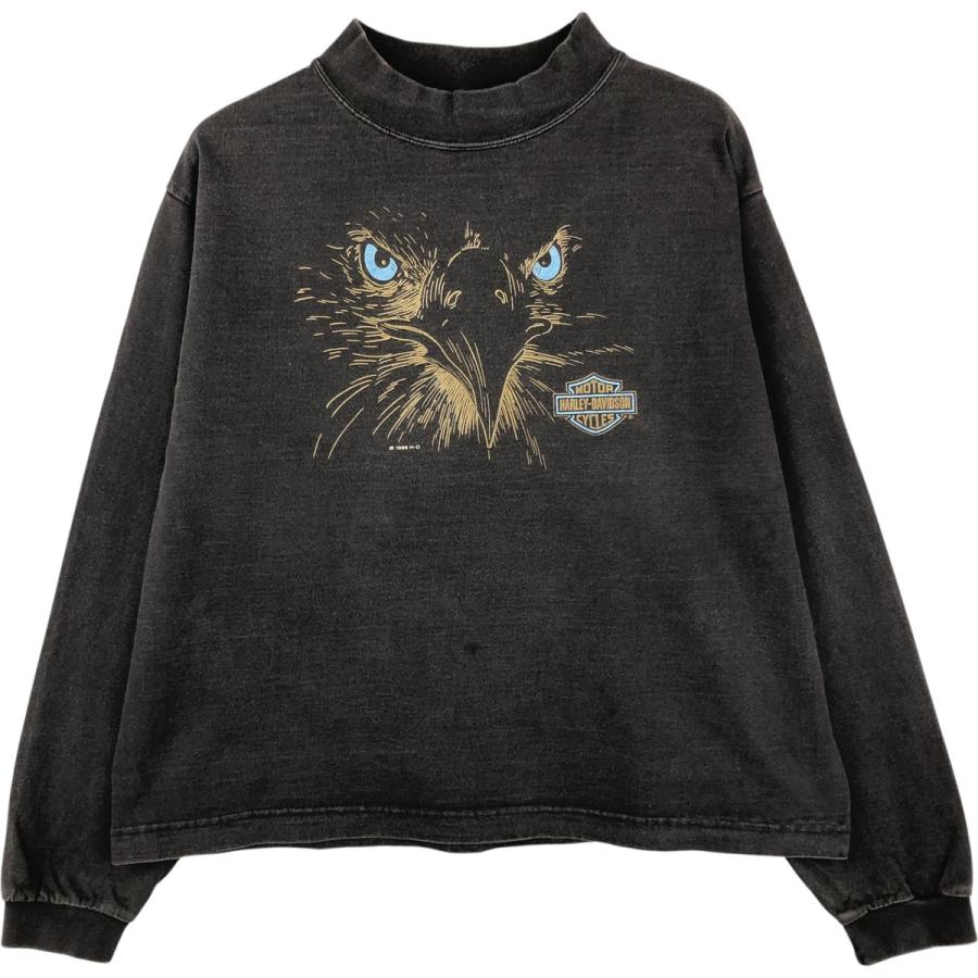 古着 90年代 ハーレーダビッドソン Harley-Davidson 鷲柄 イーグル柄 サンダー モックネック モーターサイクル ロングTシャツ ロンT USA製 レディースL相当 ヴィンテージ/eaa615050 古着 90年代 ハーレーダビッドソン 鷲柄 イーグル柄 サンダー モック