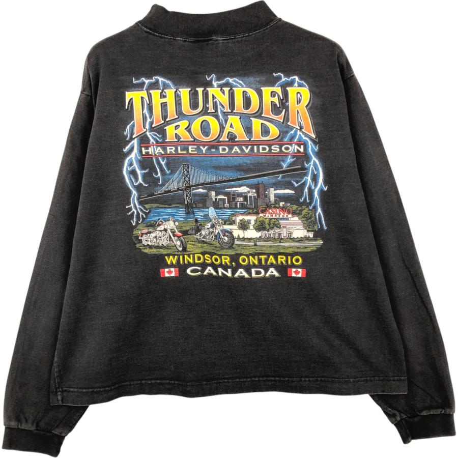 古着 90年代 ハーレーダビッドソン Harley-Davidson 鷲柄 イーグル柄 サンダー モックネック モーターサイクル ロングTシャツ ロンT USA製 レディースL相当 ヴィンテージ/eaa615050 古着 90年代 ハーレーダビッドソン 鷲柄 イーグル柄 サンダー モック