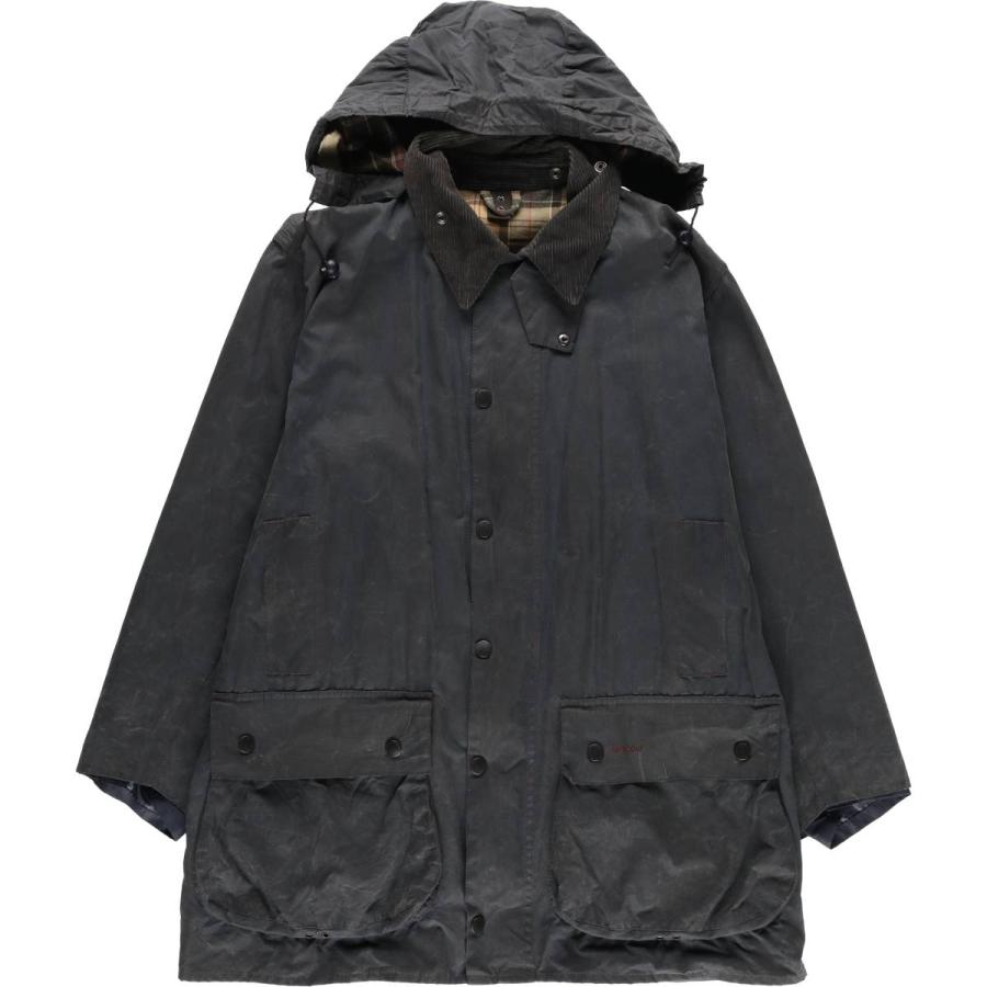 古着 00年代 バブアー Barbour BORDER ボーダー フード付き ワックス