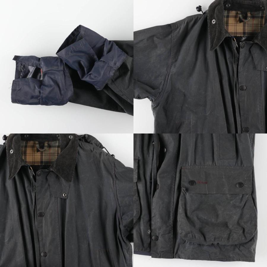 古着 00年代 バブアー Barbour BORDER ボーダー フード付き ワックス
