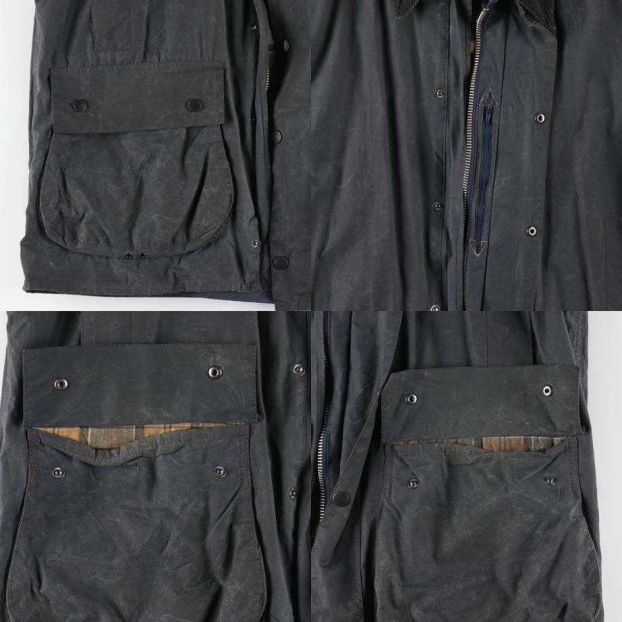 古着 00年代 バブアー Barbour BORDER ボーダー フード付き ワックス