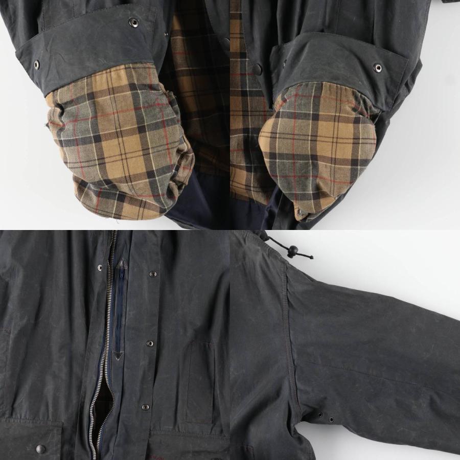 古着 00年代 バブアー Barbour BORDER ボーダー フード付き ワックス