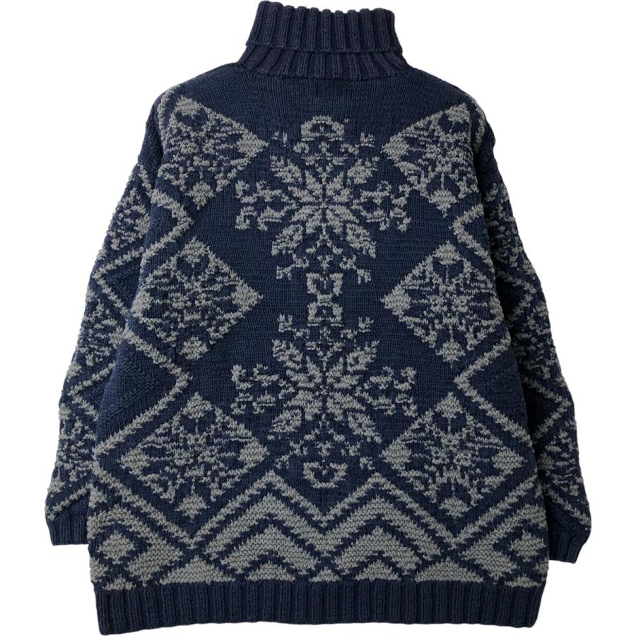 古着 90年代 ギャップ GAP オールドギャップ 総柄 スノー柄 雪柄 タートルネック コットンニットセーター メンズM相当 ヴィンテージ/eaa615164 GAP（ギャップ） 古着 90年代 オールドギャップ 総柄 スノー柄 雪柄