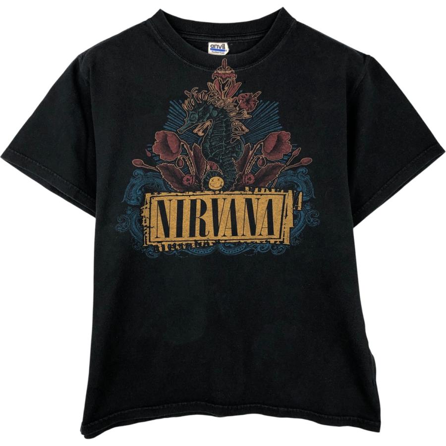 NIRVANA Anvil ニルヴァーナ バンドTシャツ ブラック Lサイズ anvil（アンビル） 古着 Anvil NIRVANA ニルヴァーナ バンドTシャツ