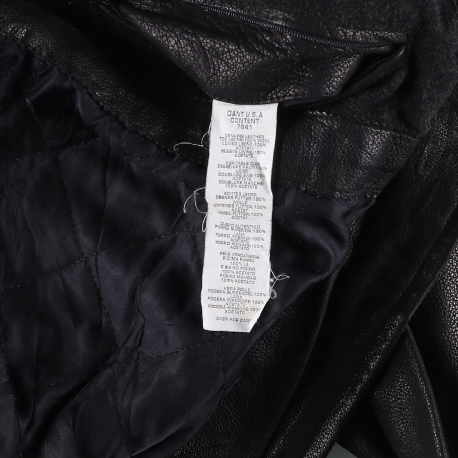 古着 GANT 中綿入り スイングトップタイプ レザーブルゾン メンズM相当