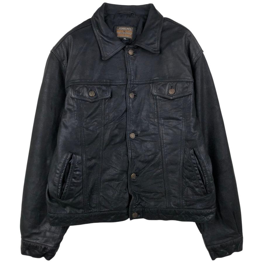 古着 FORECAST トラッカージャケット レザーブルゾン メンズXL相当