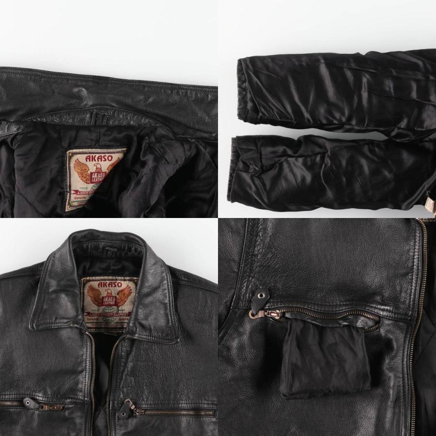 古着 90年代 AKASO スイングトップタイプ レザーブルゾン メンズL相当