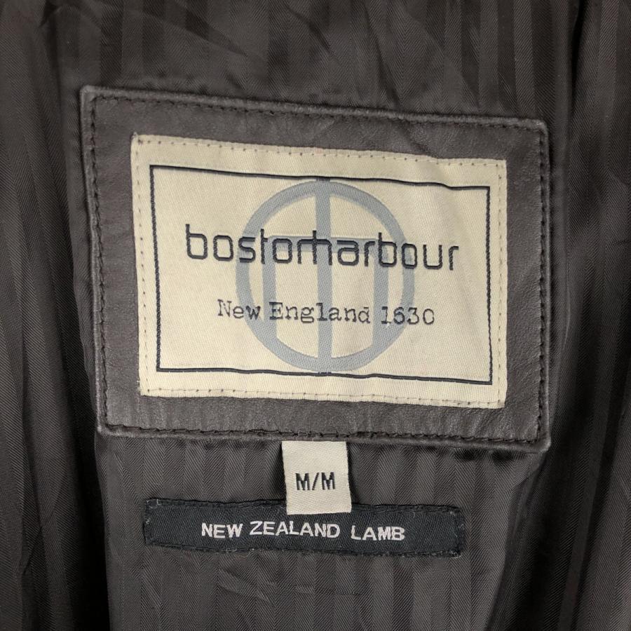 古着 Boston harbour スイングトップタイプ 中綿入り レザーブルゾン