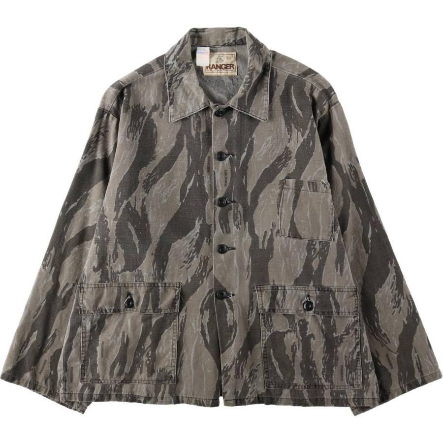 古着 80年代 ランガー Ranger 迷彩柄 タイガーストライプカモ ハンティングシャツジャケット USA製 メンズXL相当 ヴィンテージ/eaa617397 古着 ランガー Ranger 迷彩柄 タイガーストライプカモ ハンティング