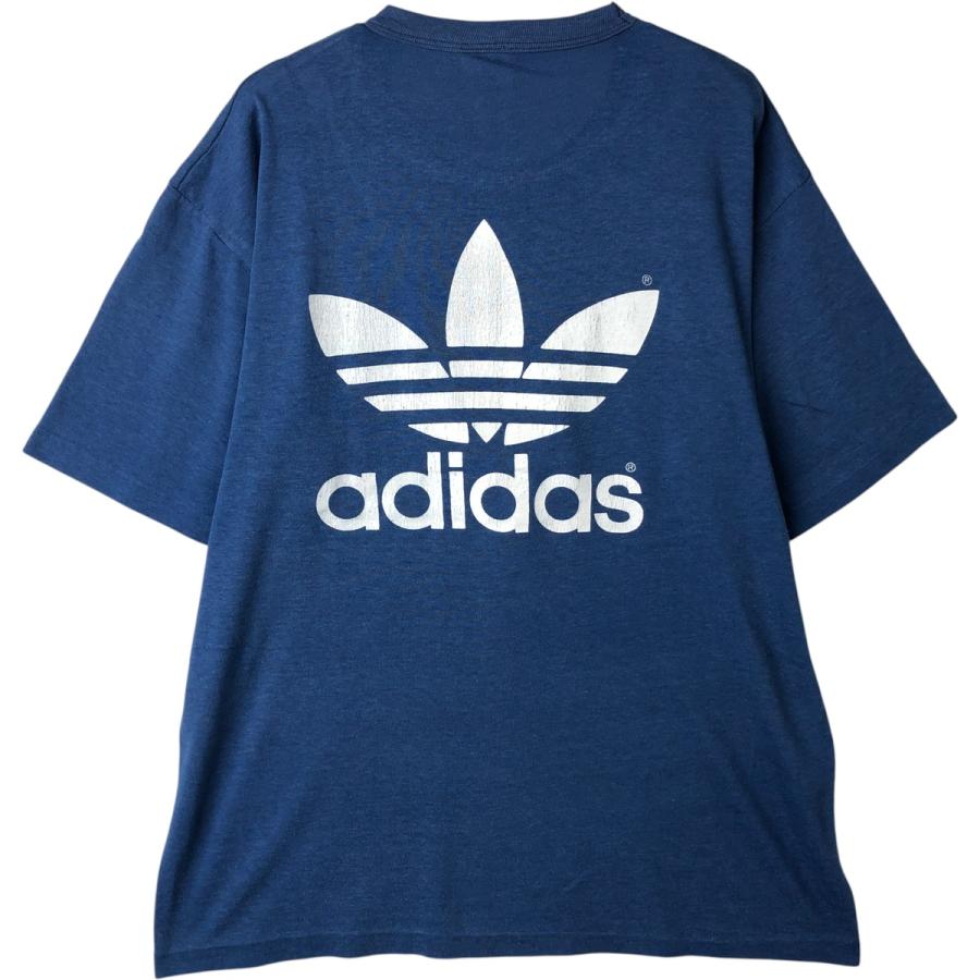  80s 90s USA トレフォイルロゴ Tシャツ ブルー M adidas（アディダス） 古着 80年代 トレフォイルロゴ ロゴプリントT