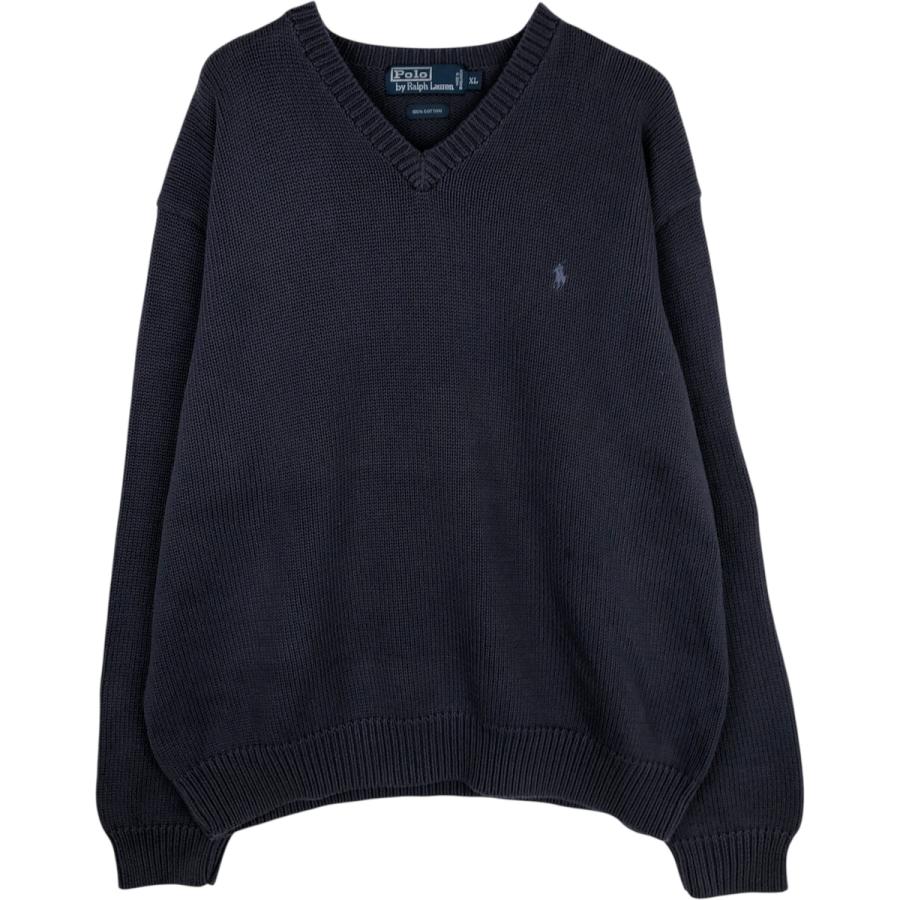 古着 ラルフローレン Ralph Lauren POLO by Vネック コットンニット