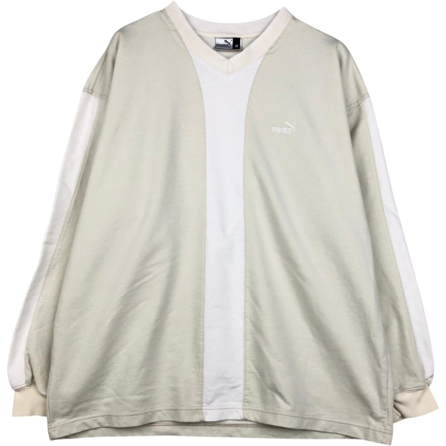 PUMA（プーマ） 古着 Vネック ツートンロゴスウェットシャツ 