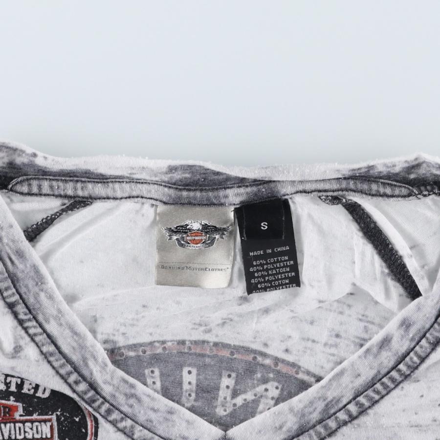 古着 ハーレーダビッドソン Harley-Davidson ライトストーン付き Vネック モーターサイクル バイクTシャツ レディースS相当/eaa618917 古着 ハーレーダビッドソン Harley-Davidson ライトストーン付き V