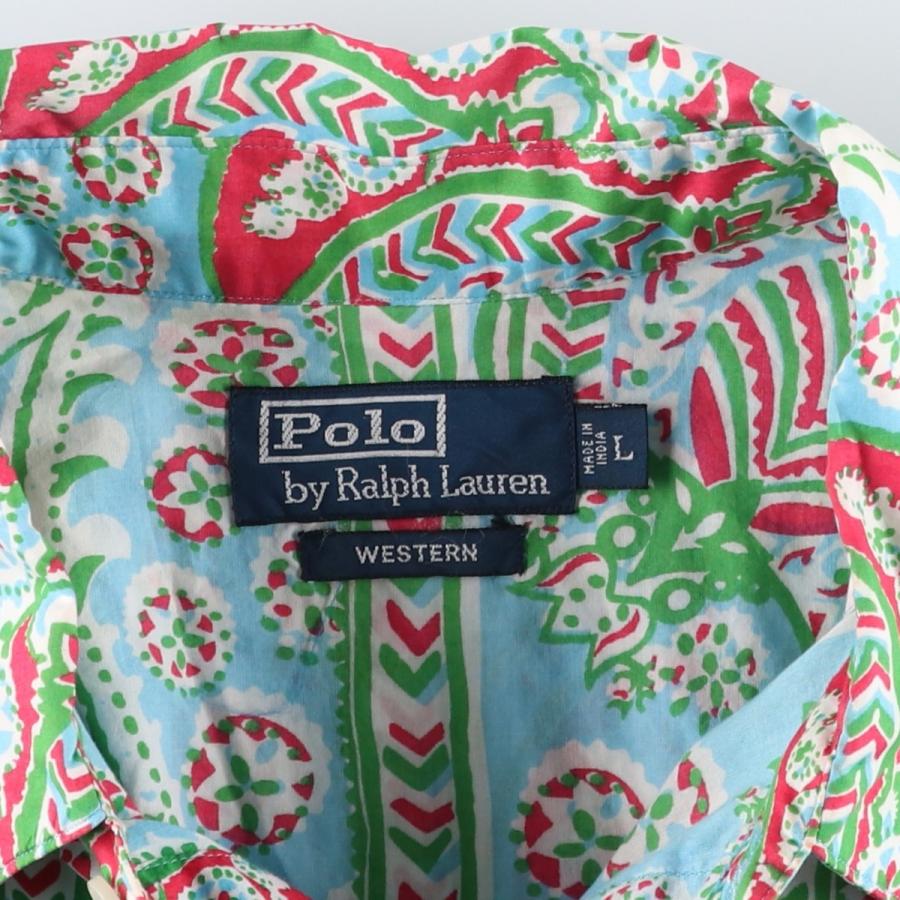 古着 ラルフローレン Ralph Lauren POLO by Ralph Lauren WESTERN 総柄 長袖 ウエスタンシャツ メンズL相当/eaa620104 古着 ラルフローレン Ralph Lauren POLO by WESTERN 総柄 長袖