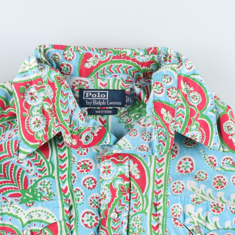 古着 ラルフローレン Ralph Lauren POLO by Ralph Lauren WESTERN 総柄 長袖 ウエスタンシャツ メンズL相当/eaa620104 古着 ラルフローレン Ralph Lauren POLO by WESTERN 総柄 長袖