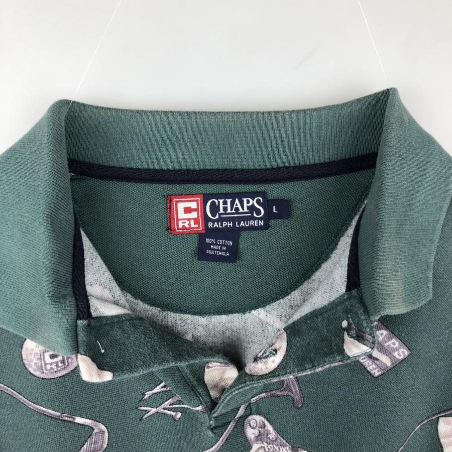 80年代　ヴィンテージ　チャップスラルフローレン 総柄　ポロシャツ　ポロベアー 古着 ラルフローレン Ralph Lauren CHAPS チャップス 総柄 半袖