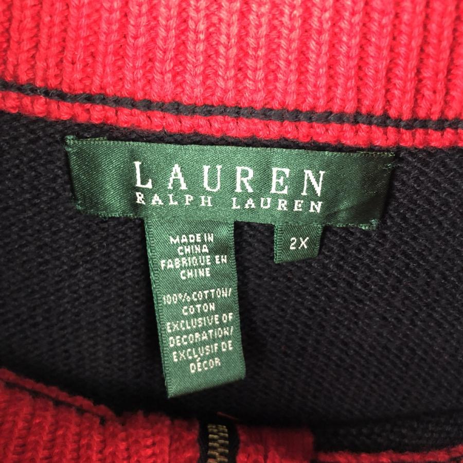 古着 ラルフローレン Ralph Lauren LAUREN ローレン コットンニットハーフジップセーター レディースXXL相当/eaa621710 古着 ラルフローレン Ralph Lauren LAUREN ローレン コットンニット