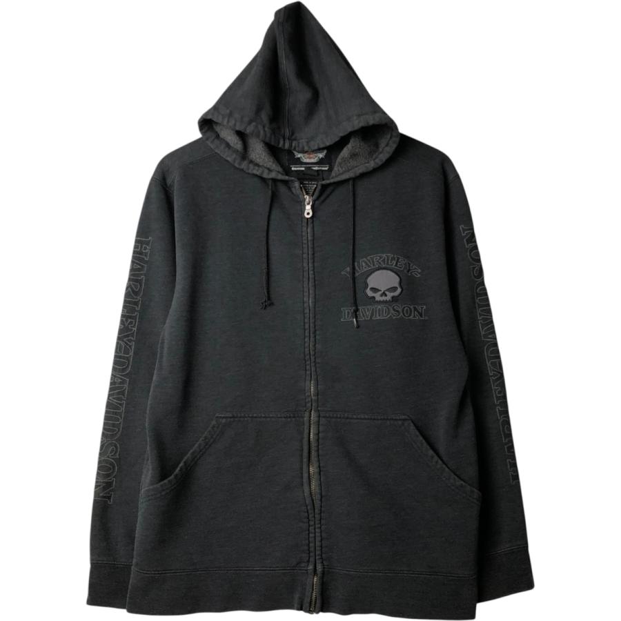 古着 ハーレーダビッドソン Harley-Davidson ドクロ柄 スカル柄 スウェットフルジップパーカー メンズS相当/eaa624277 古着 ハーレーダビッドソン Harley-Davidson ドクロ柄 スカル柄
