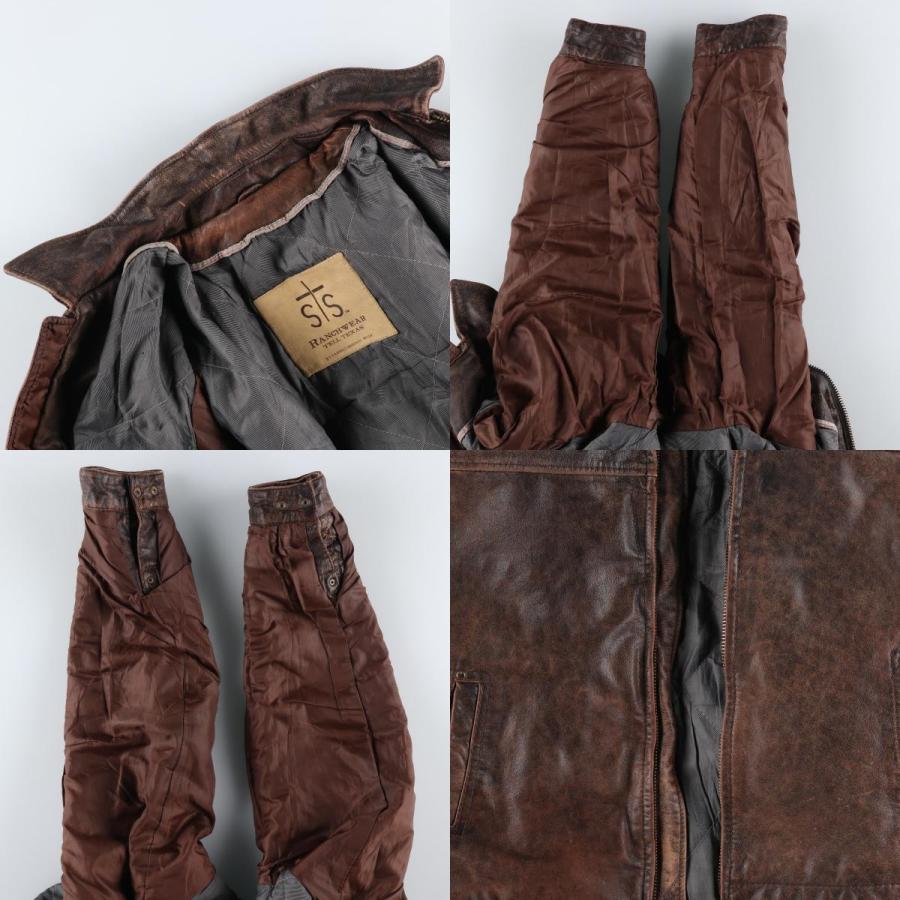 古着 STS RANCHWEAR スイングトップタイプ 中綿入り レザーブルゾン