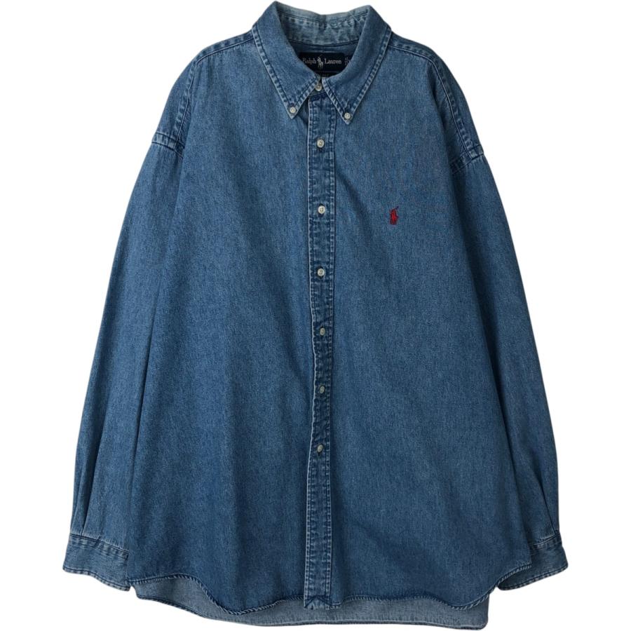 【新品・希少】BLAKE Ralph Lauren デニムシャツ L 古着 ラルフローレン Ralph Lauren BLAKE 長袖 ボタンダウンデニム