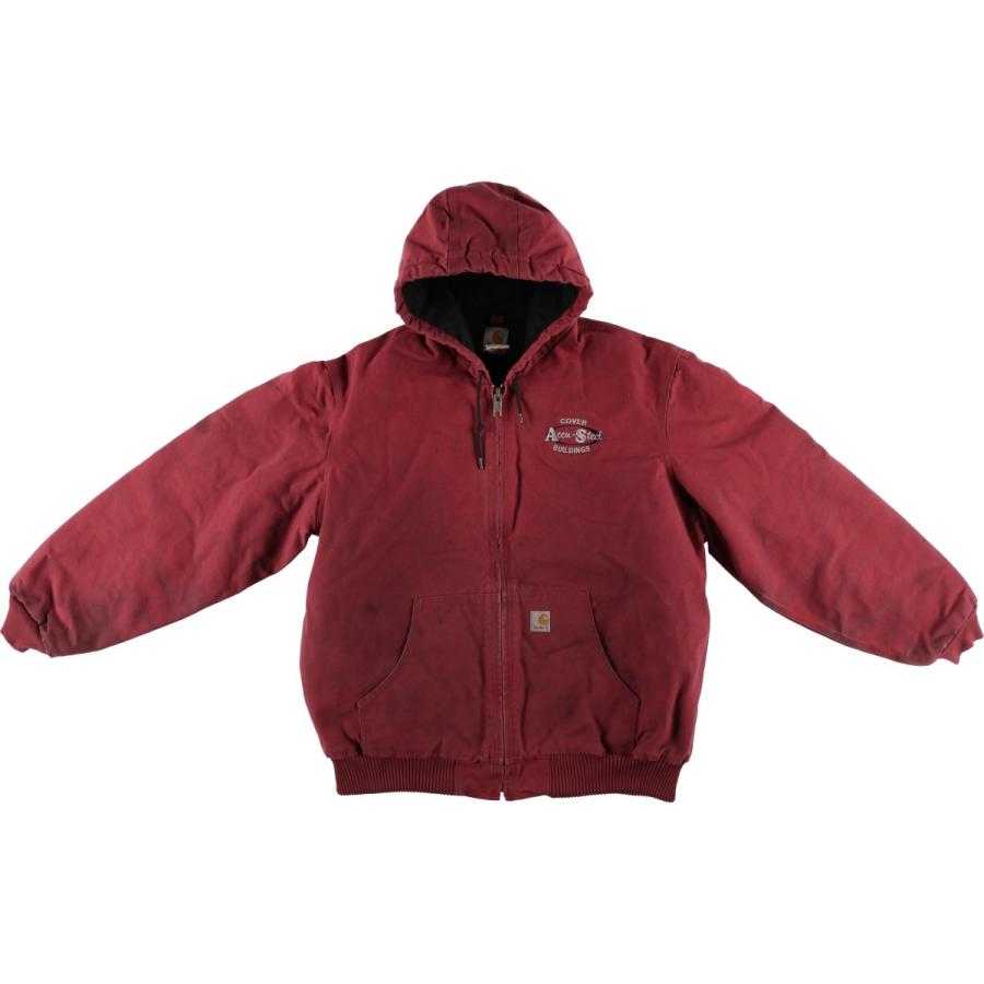 古着 カーハート Carhartt アクティブジャケット Accu-Steel Buildings アドバタイジング 中綿入り ダックフルジップパーカー メンズXL相当/eaa626252 Carhartt（カーハート） 古着 アクティブジャケット Accu-Steel