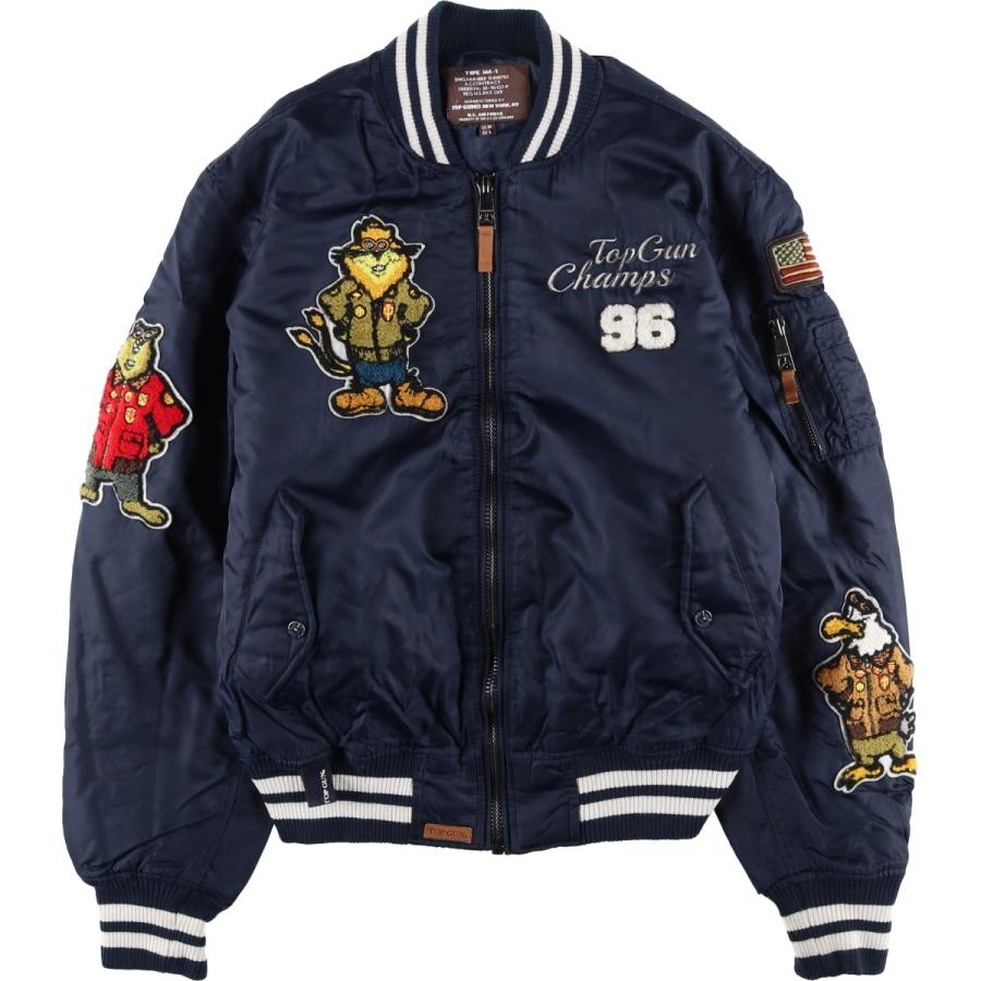 古着 TOP GUN MA-1タイプ 星条旗柄 中綿入り ミリタリー フライトジャケット メンズM相当/eaa626274 古着 TOP GUN MA-1タイプ 星条旗柄 中綿入り ミリタリー フライト
